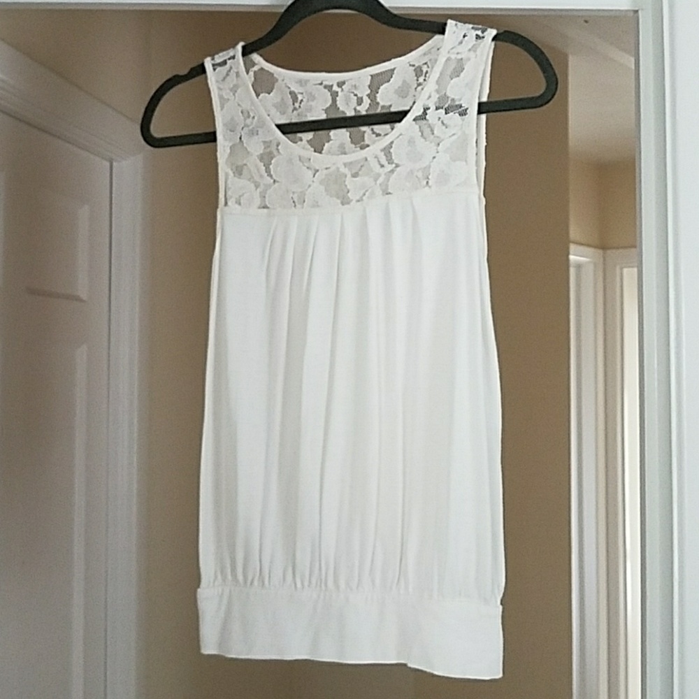 Express gathered waist lace top